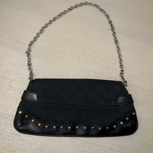 Gucci Black horsebit Leather Shoulder Bag with Silver Chain - Picture 12 of 12